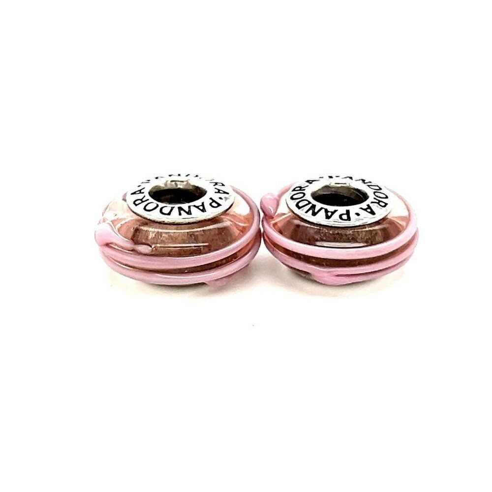 2‎ Pandora Pink Spiral Murano Charms
